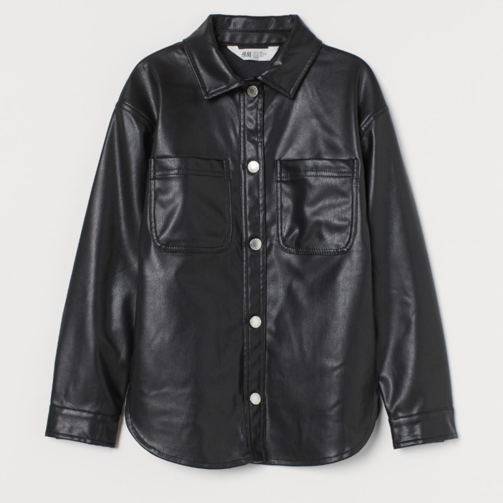 Faux leather overshirt